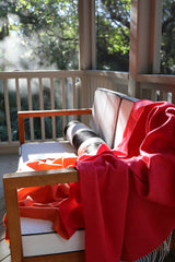 Reisedecke "Light Companion" aus Kaschmir und Merino "Color Blocks Pink Orange"